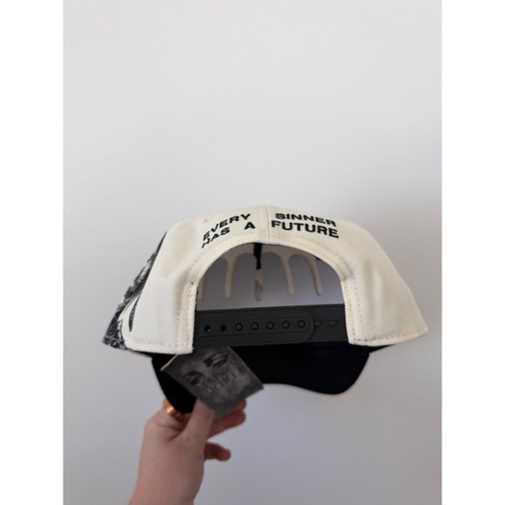 Maison Article Adjustable Hat – "Every Sinner Has a Future" Cross – Cream/Black - Picture 3 of 5